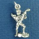 Golf Guardian Angel with Golf Bag and Club 3D Sterling Silver Charm Pendant