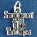 Support The Troops Military Word Phrase Sterling Silver Charm Pendant