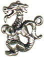 Dragon Standing 3D Sterling Silver Charm Pendant