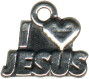 Religious Christian I Love Jesus Word Sterling Silver Charm Pendant