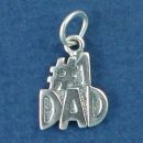 #1 Dad Word Phrase Sterling Silver Charm Pendant