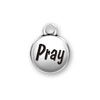 Inspiration Round Domed Affirmation Message Pray Sterling Silver Word Charm