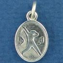 Dance, Rock-N-Roll Dancer on Disc with Music Note Accents Sterling Silver Charm Pendant