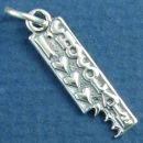 Chocolate Bar with Word Phase I Love "Heart" Sterling Silver Charm 3D Pendant and Bite Missing