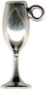 Wine Glass Champagne 3D Sterling Silver Charm Pendant Wholesale
