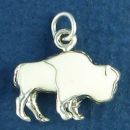 Indian Great White Buffalo with Enamel Accents 3D Sterling Silver Indian Charm Pendant or American Bison
