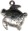 Sea Turtle Charm 3D Medium Sterling Silver Pendant
