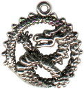 Dragon in Disk Sterling Silver Charm Pendant