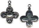 Cross with Bead Accents Sterling Silver Charm Pendant