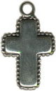 Cross with Beaded Edge Sterling Silver Charm Pendant