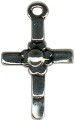 Cross with Flower Accent in Center Sterling Silver Charm Pendant