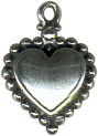 Puffy Heart Charm 3D with Ball Accents Sterling Silver Pendant