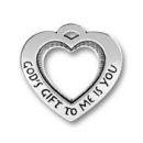 Heart Affirmation Sterling Silver Charm Pendant with Word Phrase God's Gift To Me is You