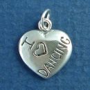 Heart with I "Heart" Love Dancing Sterling Silver Charm Pendant