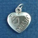 Heart with I "Heart" Love Music Sterling Silver Charm Pendant