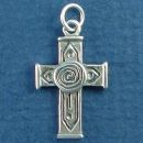 Cross Small with Swirl Accent Sterling Silver Charm Pendant