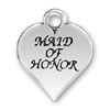 Wedding, Maid of Honor Word Phrase on Sterling Silver Heart Charm Pendant