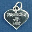 Daughter In Law, Heart Wedding Sterling Silver Charm Pendant