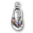 Ladies Flip Flop Sandle Shoe with Multi Color Crystal Sterling Silver Charm Pendant