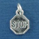 Stop Sign Symbol Sterling Silver Charm for Charm Bracelet or Necklace