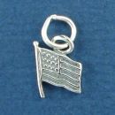 United States of America Flag Small Sterling Silver Charm Pendant