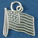 United States of America Flag Medium Sterling Silver Charm Pendant