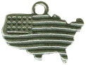 United States Flag on Map of the US Sterling Silver Charm Pendant