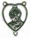 Religious Christian Rosary Center Jesus in a Heart Sterling Silver Charm