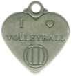 Volleyball, I Love Volleyball Heart Sports Sterling Silver Charm Pendant Double Sided