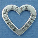 Affirmation Heart with Believe, Love and Trust Sterling Silver Charm