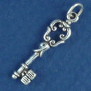 Key 3D Sterling Silver Charm Pendant
