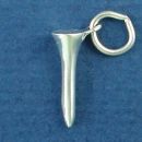 Golf Tee 3D Sterling Silver Charm Pendant
