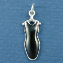 Ladies: Black Enamel Dress Sterling Silver Charm Pendant