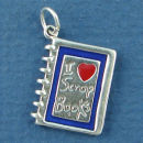 Scrapbook, I "Heart" with Blue and Red Enamel Sterling Silver Charm