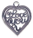 Heart, I Love You Sterling Silver Charm Pendant