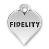 Heart with Fidelity Word Phrase Sterling Silver Charm Pendant