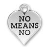 Heart with No Means No Word Phrase Sterling Silver Charm Pendant