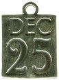Christmas: Dec. 25 Date on Calendar Sterling Silver Charm Pendant