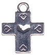 Cross with Heart Design Sterling Silver Charm Pendant