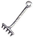 Garden Rake 3D Sterling Silver Charm Pendant