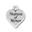 Wedding, Matron of Honor Word Phrase on Sterling Silver Heart Charm Pendant