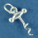 Wine Cork Screw 3D Sterling Silver Charm Pendant Wholesale