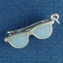 Men,s Aviator Sunglasses Sterling Silver Charm Pendant 3D Moveable with Light Blue Enamel Accent