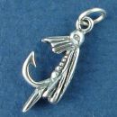 Fishing Fly Hook Lure 3D Sterling Silver Charm Pendant