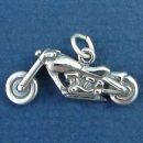 Motorcycle Chopper 3D Sterling Silver Charm Pendant