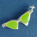 Designer Sunglasses Womens 3D Moveable Sterling Silver Charm Pendant with Lime Green Enamel
