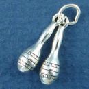 Music Insterment Pair of Maracas 3D Sterling Silver Charm Pendant