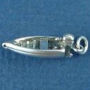 Fishing Boat with Outboard Motor 3D Sterling Silver Charm Pendant
