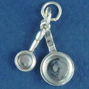 Kitchen: Cooking Frying Pans 3D Sterling Silver Charm Pendant