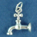 Water Facet Sterling Silver Charm Pendant